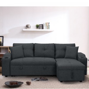 Fabric  Right Chaise Sectional Sofa Living Room Sofa bed with Ottoman