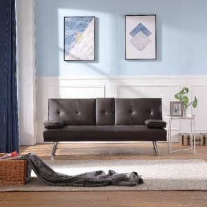 Faux leather sofa Folding sofa bed with cupholder