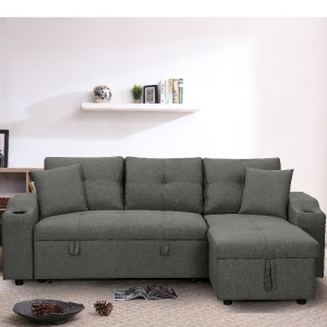 Fabric  Chaise Sectional Sofa Living Room Sofa bed with Ottoman